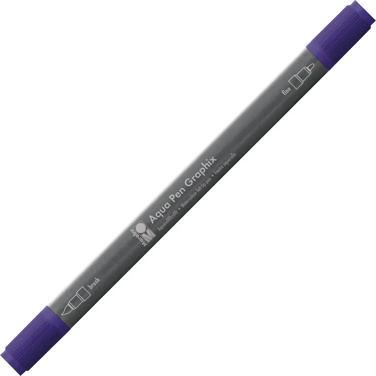 Marabu 01450003037 - Aqua Pen Graphix pflaume, Aquarellfilzstifte mit brillanter Farbe, wasserbasierte, lichtbeständige Pigmenttusche, mit Doppelspitze, aquarellierbar auf Aquarellpapier