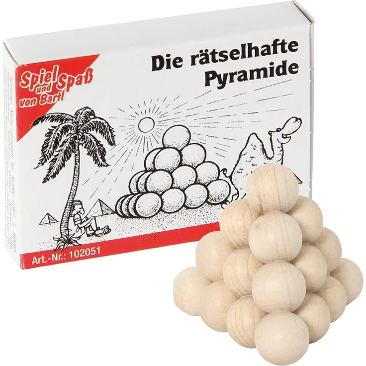 Bartl 102051 Mini-Holz-Puzzle Die rätselhafte Pyramide aus 4 kleinen Holzteilen