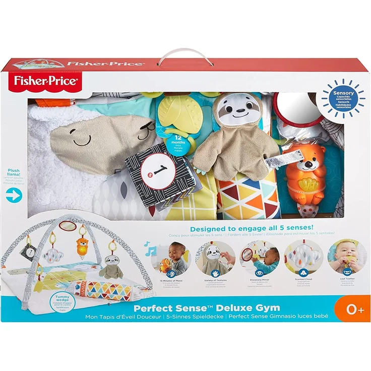 Fisher-Price GKD45 - 5 Sinnes Baby Spieldecke kuschelig weiche Krabbeldecke mit Sensorik Spielzeug, Babyaustattung ab Geburt – Bild 14