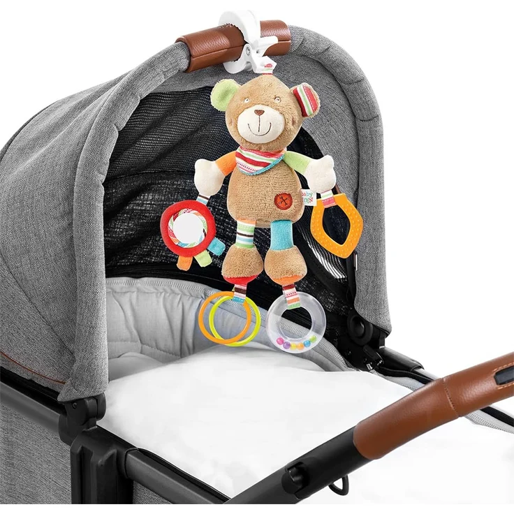 Fehn 091878 Activity-Spieltier Teddy – Motorikspielzeug zum Aufhängen mit Spiegel & Ringen zum Beißen, Greifen und Geräusche erzeugen – Für Babys und Kleinkinder ab 0+ Monaten – Bild 5