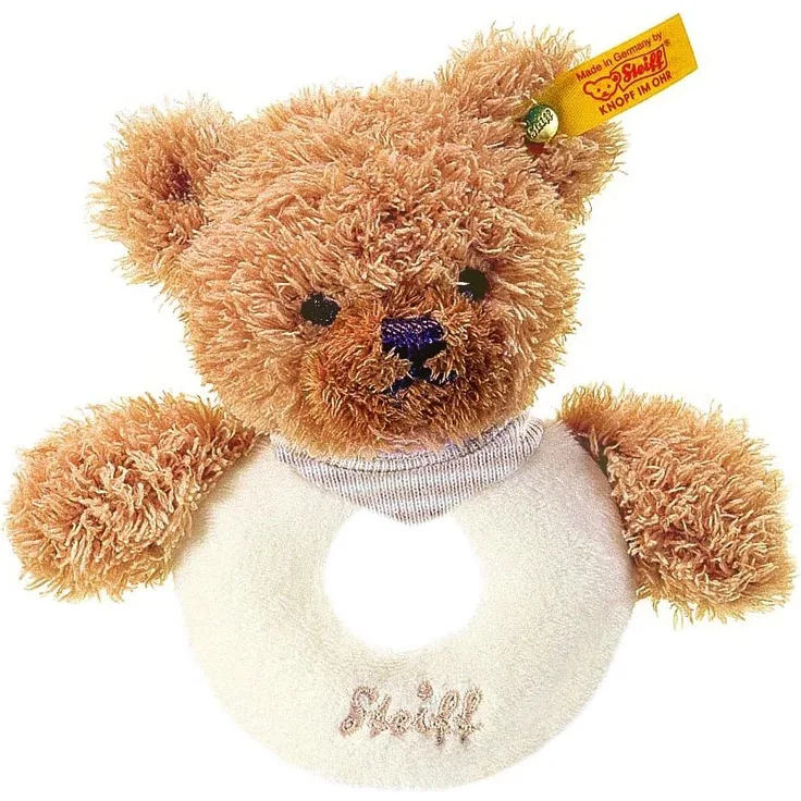 Steiff 237249 - Schlaf-Gut-Bär Greifring 12 cm beige