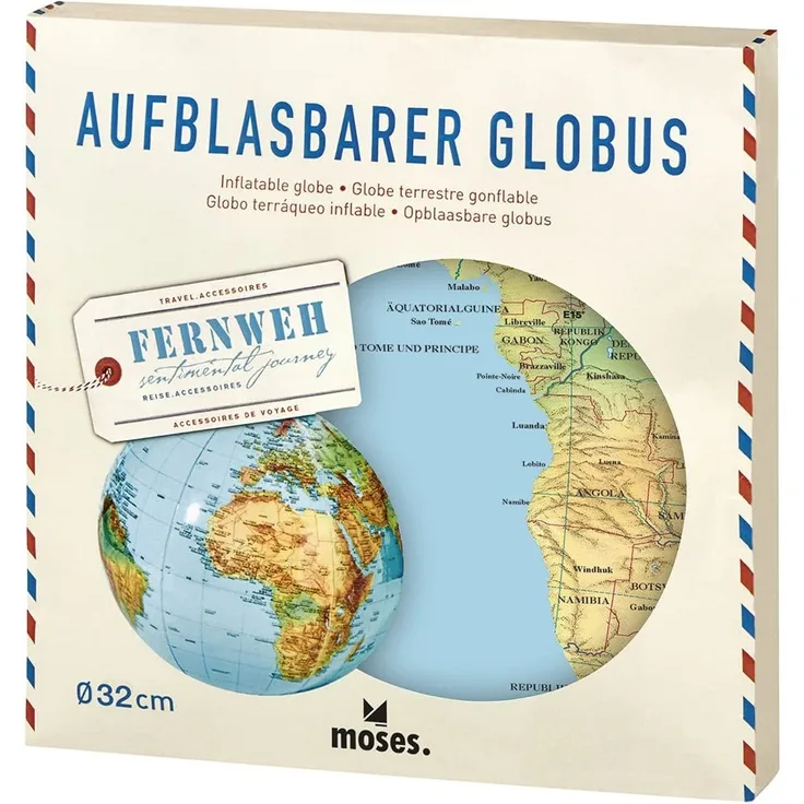 Moses 82326 Fernweh Aufblasbarer Globus | Weltkarte