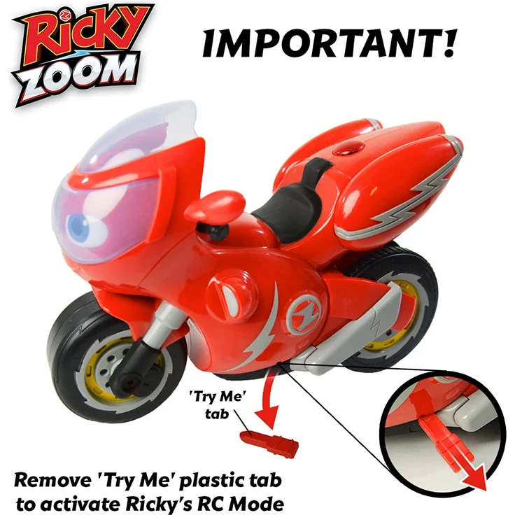 RC Turbo Trick Ricky, das Stuntmotorrad mit Fernsteuerung macht Wheelies und atemberaubende 360-Grad Drehungen, Ricky Zoom liefert perfekte Abenteuer für Kinder im Vorschulalter und Fans der Serie! – Bild 4