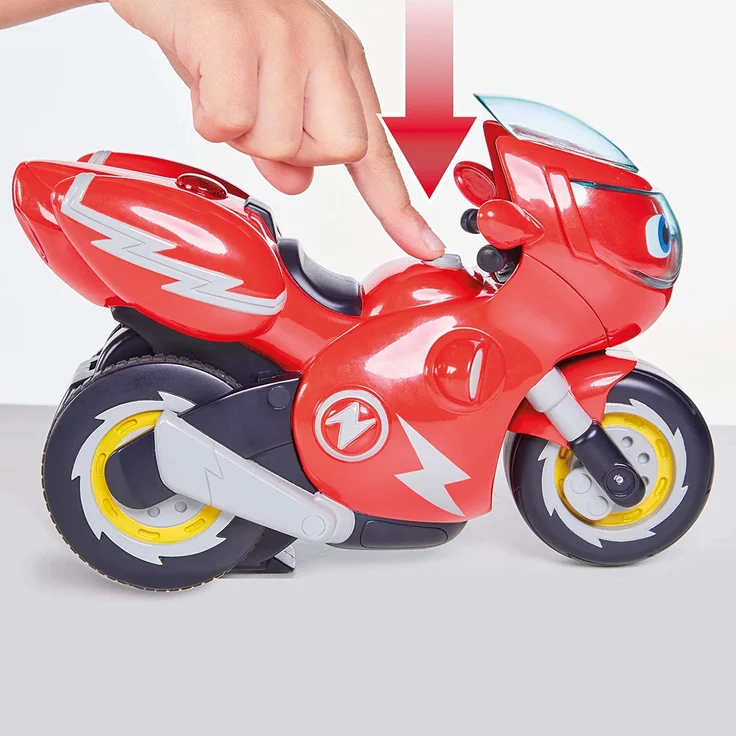 RC Turbo Trick Ricky, das Stuntmotorrad mit Fernsteuerung macht Wheelies und atemberaubende 360-Grad Drehungen, Ricky Zoom liefert perfekte Abenteuer für Kinder im Vorschulalter und Fans der Serie! – Bild 7