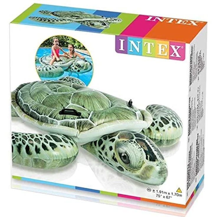 INTEX Reittier Schildkröte Luftmatratze aufblasbar 191 x 170 cm grün Badetier – Bild 3