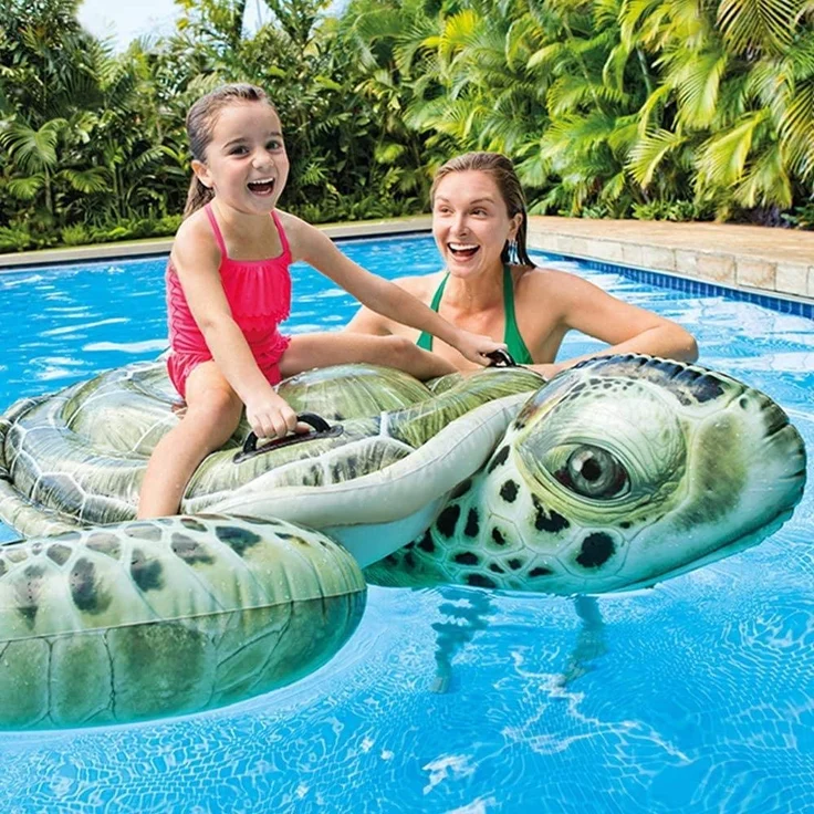INTEX Reittier Schildkröte Luftmatratze aufblasbar 191 x 170 cm grün Badetier – Bild 2