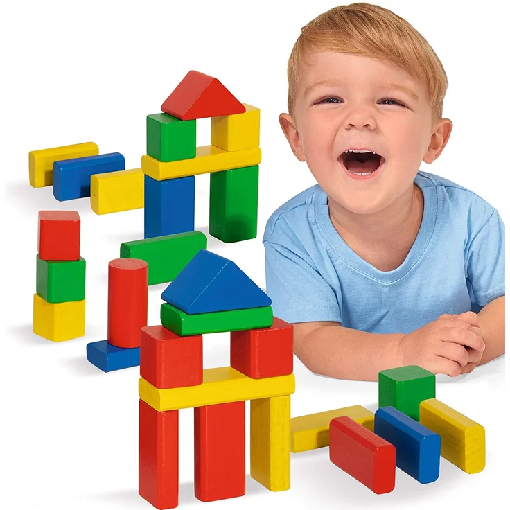 Eichhorn 50 bunte Holzbausteine in Aufbewahrungsbox mit Sortierdeckel, FSC 100% zertifiziertes Buchenholz, Holzbausteine hergestellt in Deutschland, Motorikspielzeug geeignet für Kinder ab 1 Jahr – Bild 3