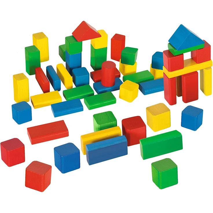 Eichhorn 50 bunte Holzbausteine in Aufbewahrungsbox mit Sortierdeckel, FSC 100% zertifiziertes Buchenholz, Holzbausteine hergestellt in Deutschland, Motorikspielzeug geeignet für Kinder ab 1 Jahr – Bild 2