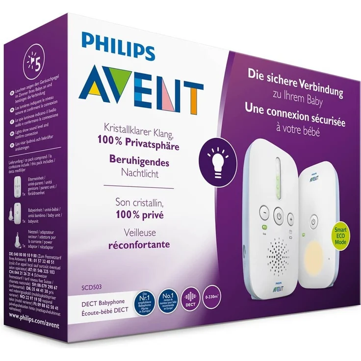 Philips Avent 'SCD503/26' Babyphone, mit DECT-Technologie, Eco-Mode, 24 Std. Laufzeit, 300 m Reichweite – Bild 9
