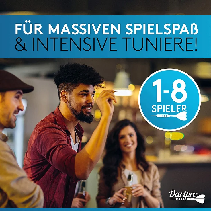 DartPro Dartscheibe elektronisch - Dartboard mit 6 Darts [kabellos nutzbar] - Innovativer Dartautomat mit 65 Varianten - Dart für 1 bis 8 Spieler – Bild 6