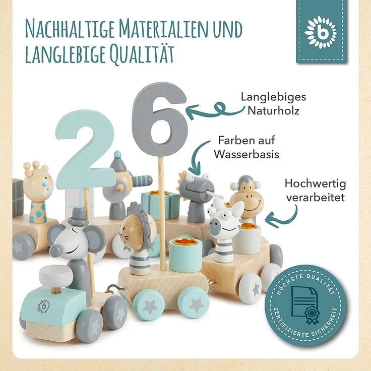 Geburtstagszug 0-99, Skandi Look, aus Holz, 28teilig, von Bieco – Bild 5