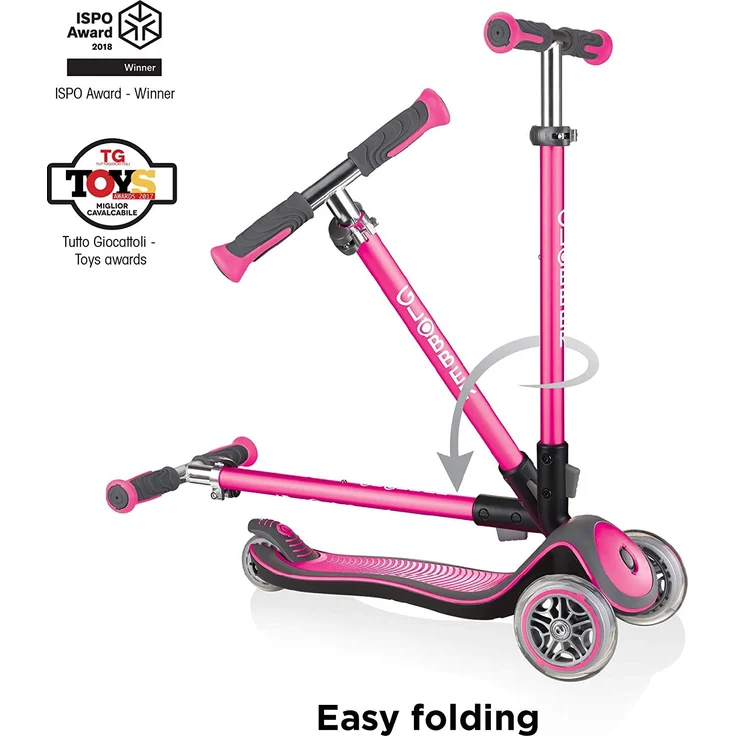 GLOBBER Elite Lights Deluxe Scooter, pink, mit Leuchtrollen – Bild 5