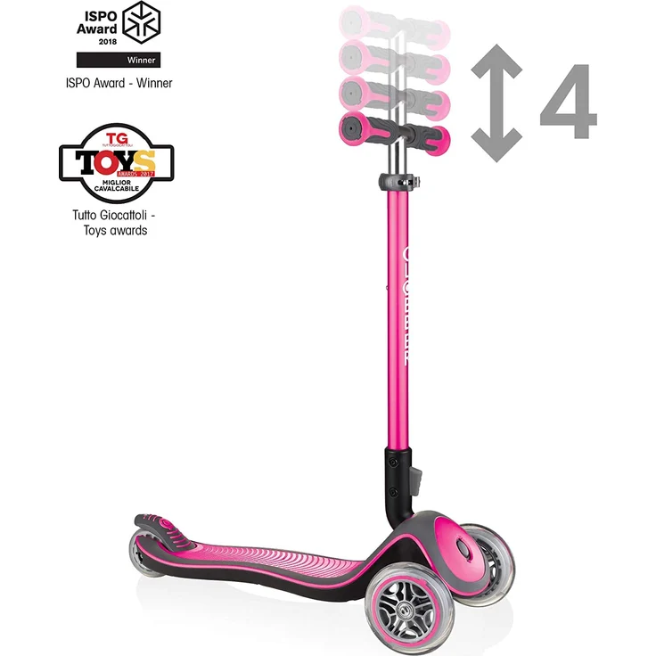GLOBBER Elite Lights Deluxe Scooter, pink, mit Leuchtrollen – Bild 7