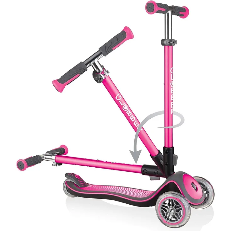 GLOBBER Elite Lights Deluxe Scooter, pink, mit Leuchtrollen