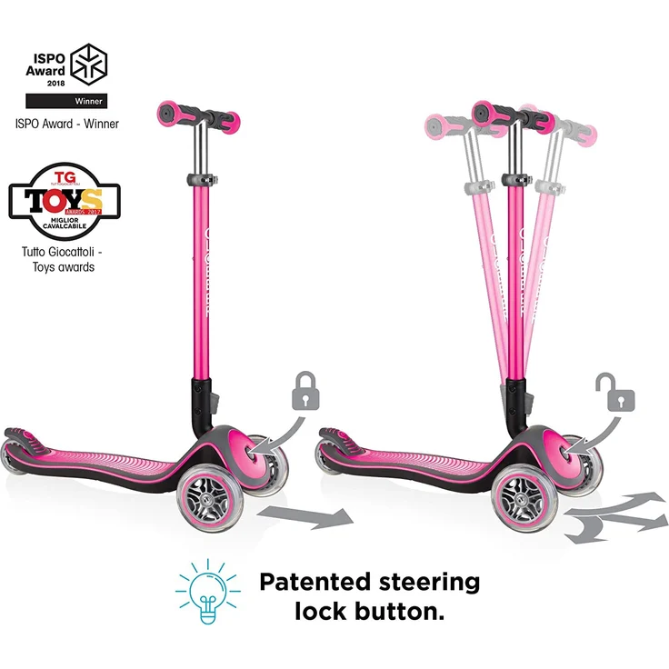 GLOBBER Elite Lights Deluxe Scooter, pink, mit Leuchtrollen – Bild 6