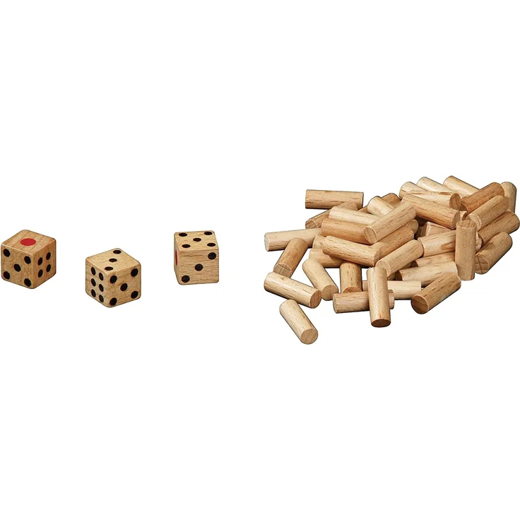 Philos 6335 - Würfelfass, Würfelspiel aus Buche, Super Six, sechs raus, mit Würfel und Spielstäbchen – Bild 2