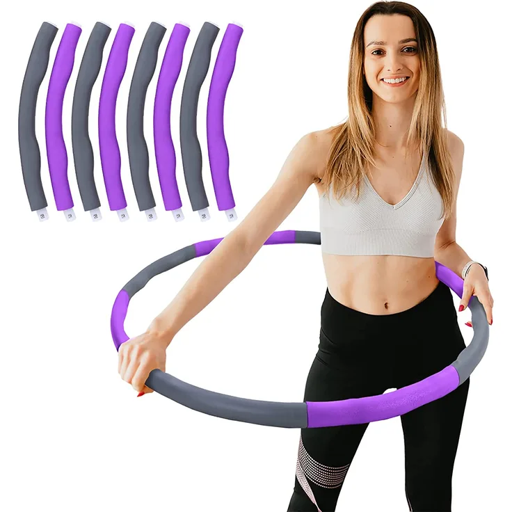 Hula Hoop Fitness Reifen 8 Teile gepolstert Durchmesser einstellbar Grau Lila