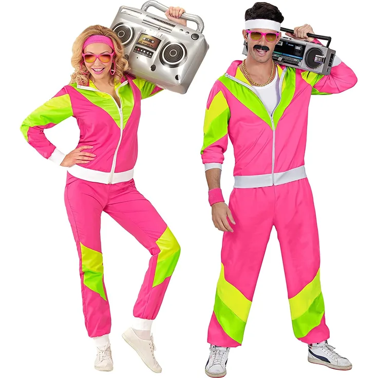 Widmann 98812 - Erwachsenenkostüm, 80er Jahre Trainingsanzug, Jacke und Hose, angenehmer Tragekomfort, Assi Anzug, Proll Anzug, Retro Style, verschiedene Größen, Bad Taste Party, 80ties, Karneval