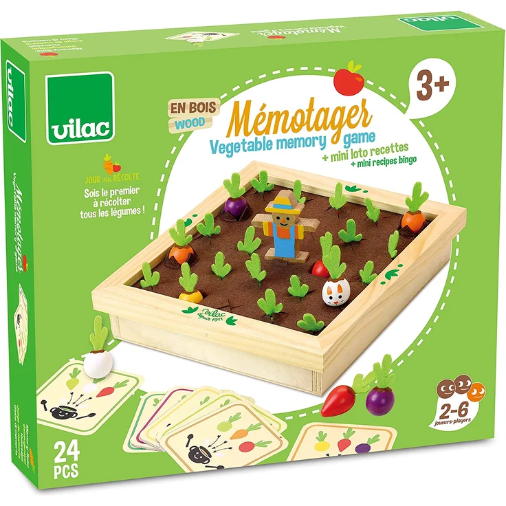 Niedliches Gartengemüse Memory und Lotto-Spiel, aus Holz und Filz, von Vilac – Bild 2