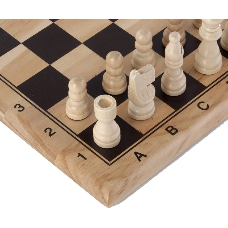 schachspiel 30 x 30 cm Holz natur/schwarz/weiss – Bild 4