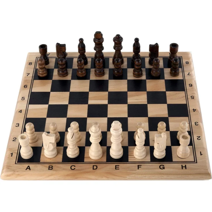 schachspiel 30 x 30 cm Holz natur/schwarz/weiss – Bild 1