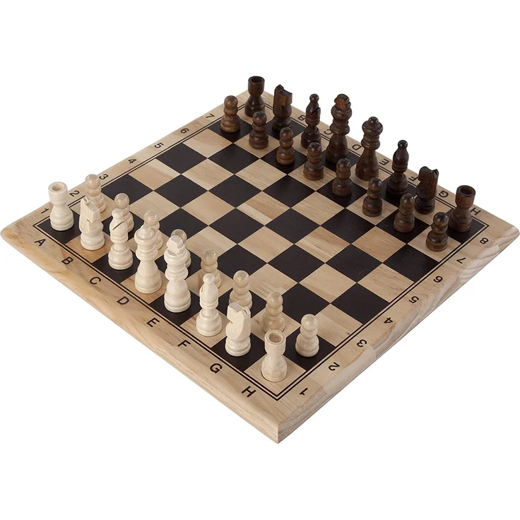 schachspiel 30 x 30 cm Holz natur/schwarz/weiss – Bild 3
