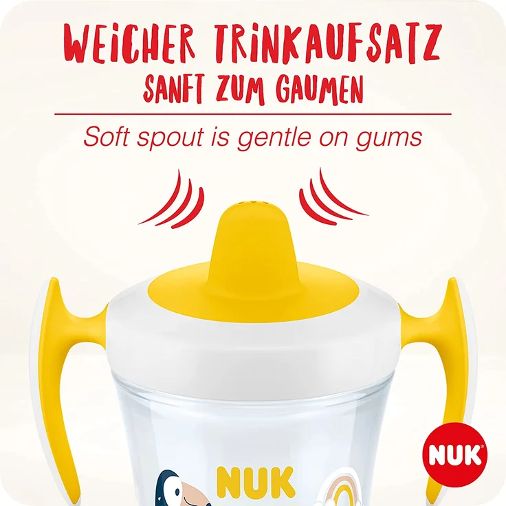 NUK Mini Cups 3-in-1-Trinklernbecherset Mini Magic Cup und Trainer Cup Auslaufsicherer 360°-Trinkrand ab 6 Monaten Praktische Griffe BPA-frei 160 ml 2 Stück – Bild 3