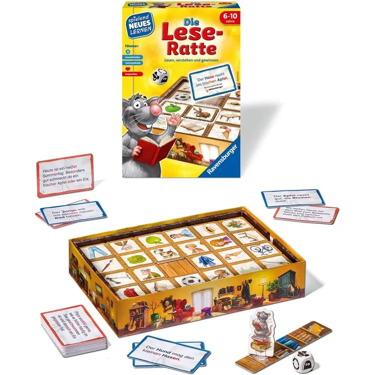 Ravensburger 24956 'Die Lese-Ratte', Lernspiel, ab 6 Jahren, 1-4 Spieler, 20-30 Minuten Spielzeit