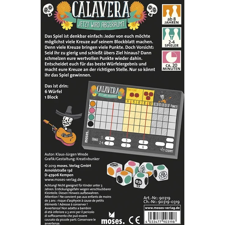 Moses 90319 Calavera – Jetzt Wird abgeräumt | Das Würfelspiel für die ganze Familie | Von Autor Klaus-Jürgen Wrede, bunt – Bild 3