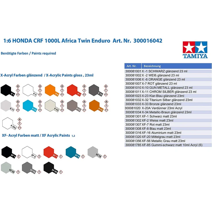 TAMIYA 300016042 1:6 HONDA CRF 1000L Africa Twin Enduro – Bild 3
