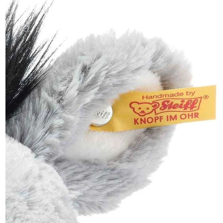 Steiff 073748 Original Plüschtier Dinkie Esel, Soft Cuddly Friends Kuscheltier ca. 30 cm, Markenplüsch mit Knopf im Ohr, Schmusefreund für Babys von Geburt an, graublau – Bild 3