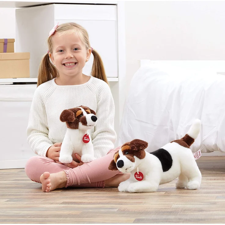 Kuschelhund Jack Russel liegend 24 cm Plüsch braun/weiß – Bild 3