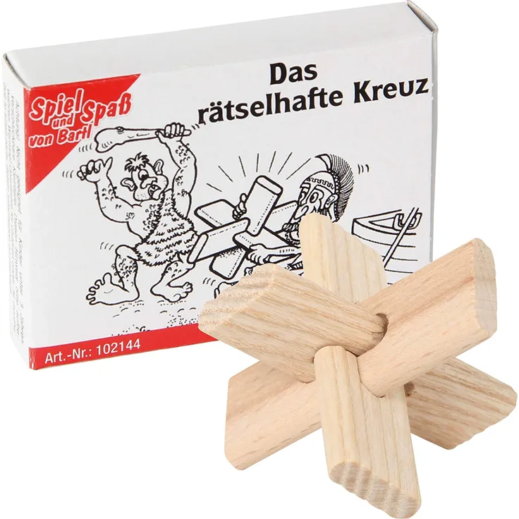 Bartl 102144 Mini-Holz-Puzzle Das rätselhafte Kreuz aus 3 Holzteilen