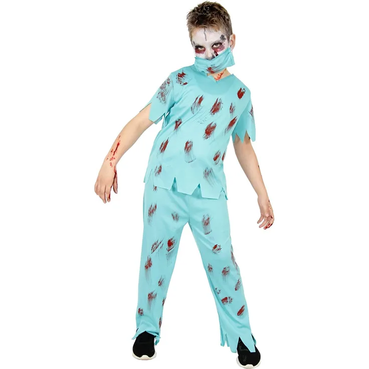 Foxxeo Zombie Arzt Kostüm für Kinder zu Halloween Chirurg Fasching Karneval Größe 134-140