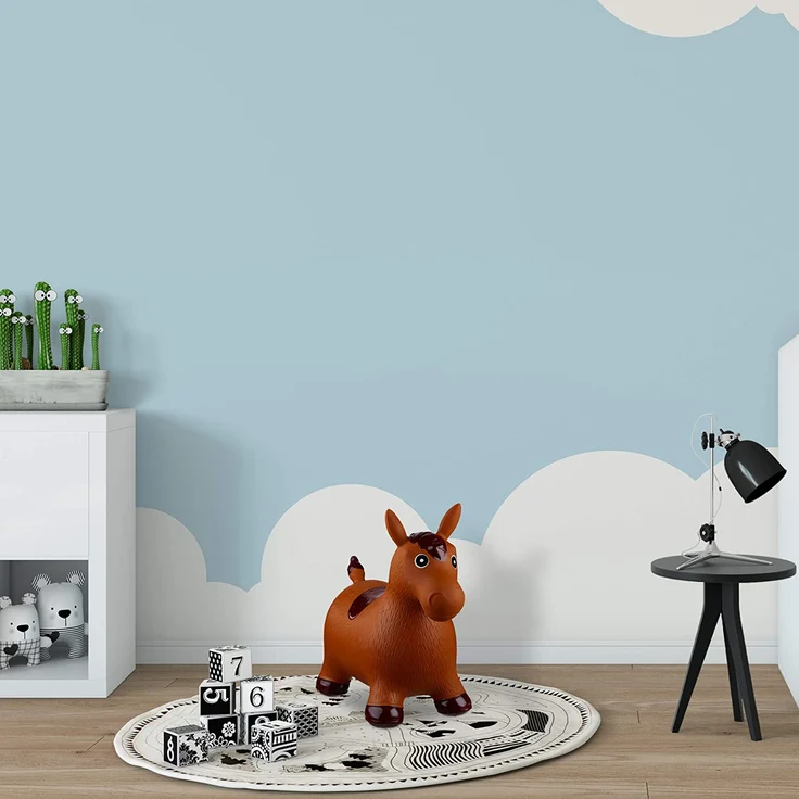 Relaxdays Hüpftier Pferd, inklusive Luftpumpe, Hüpfpferd bis 50 kg, Hüpfpony BPA frei, für Kinder, Hüpfspielzeug, braun – Bild 3