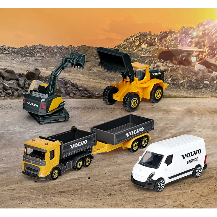 Majorette 212050032 Creatix Großbaustelle – XXL Baustellen-Spielset, mit 5 Volvo Baustellenfahrzeugen, Kran, Tunnel, Garage, DREI Ebenen, für Jungen und Mädchen ab 5 Jahren, gelb – Bild 5