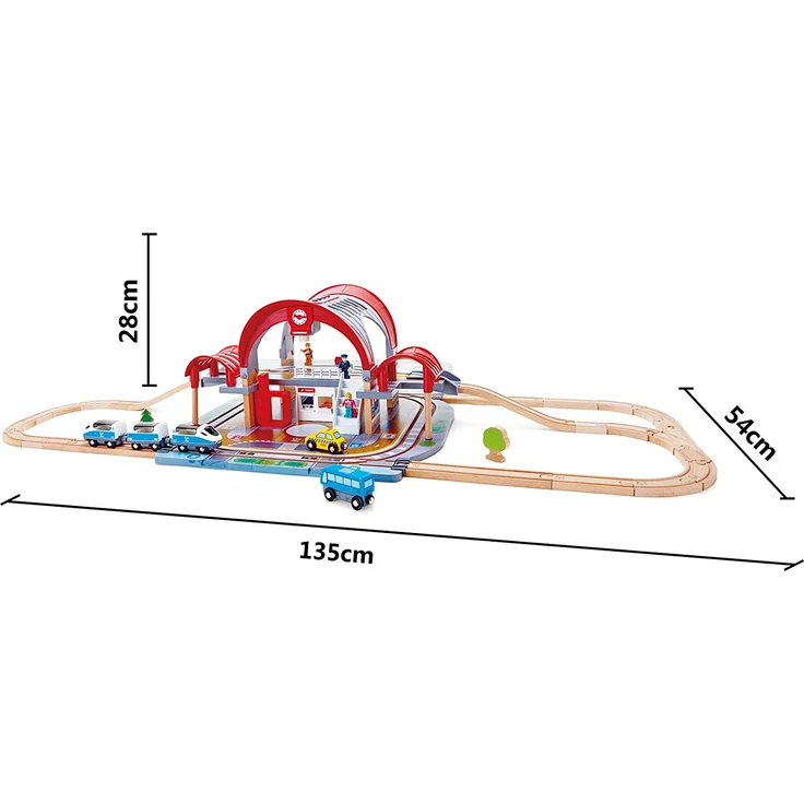 Hape E3725 - Großstadtbahnhof inklusive Zubehör - Holzeisenbahn mit Bahnhof ab 3 Jahre geeignet – Bild 7