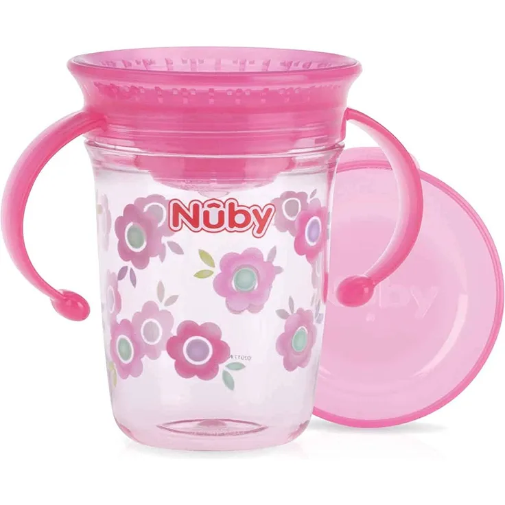 Nuby - 360° Wonder Cup mit Handgriffen aus Tritan - 240 ml, 6M+, rosa