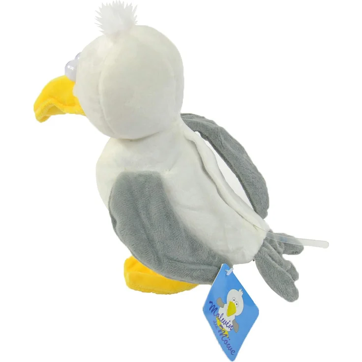Kögler 75644 - Labertier Möwe Malwin, ca. 22 cm groß, nachsprechendes Plüschtier mit Aufnahme- und Wiedergabefunktion, plappert alles witzig nach und bewegt sich, batteriebetrieben – Bild 5