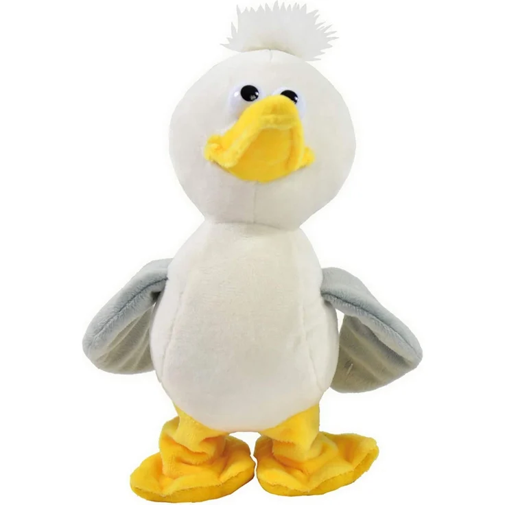 Kögler 75644 - Labertier Möwe Malwin, ca. 22 cm groß, nachsprechendes Plüschtier mit Aufnahme- und Wiedergabefunktion, plappert alles witzig nach und bewegt sich, batteriebetrieben – Bild 1