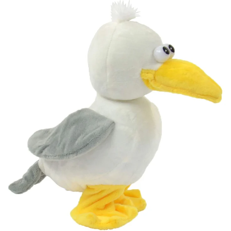 Kögler 75644 - Labertier Möwe Malwin, ca. 22 cm groß, nachsprechendes Plüschtier mit Aufnahme- und Wiedergabefunktion, plappert alles witzig nach und bewegt sich, batteriebetrieben – Bild 2