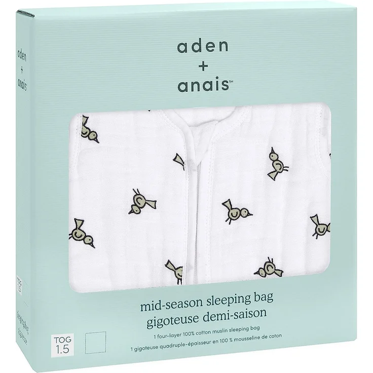 aden + anais™ Schlafsack für die Übergangszeit, 4 Lagen aus 100% Baumwoll-Musselin, tragbare Decke für Mädchen & Jungen, atmungsaktiver Schlafsack für Babys, 1,5 TOG, 6-18 Monate, Jungle Jam – Bild 2