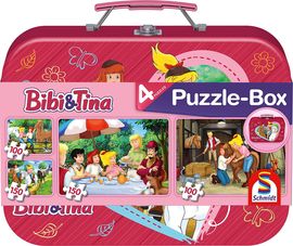 Schmidt Spiele Puzzle Bibi & Tina Puzzle-Box - im Metallkoffer, 2 x 60 Teile, 2 x 100 Teile