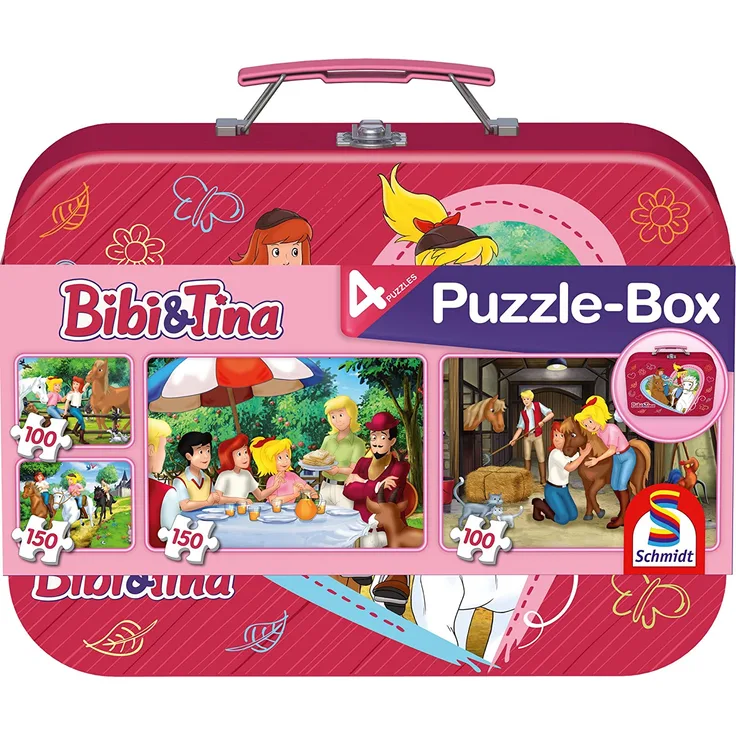 Schmidt Spiele - Puzzle - Bibi & Tina Puzzle-Box - im Metallkoffer, 2 x 60 Teile , 2 x 100 Teile