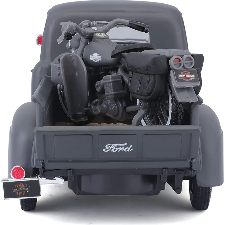 Maisto 32185 WLA Flathead (1942) + Ford F-1 Pickup (1948) Transporter 1:24, schwarz – Bild 3