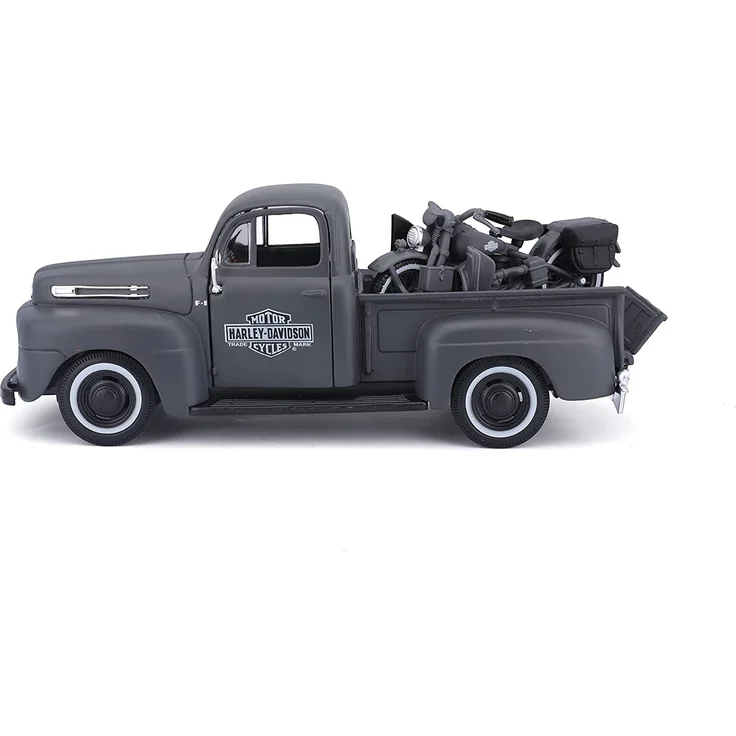 Maisto 32185 WLA Flathead (1942) + Ford F-1 Pickup (1948) Transporter 1:24, schwarz – Bild 12