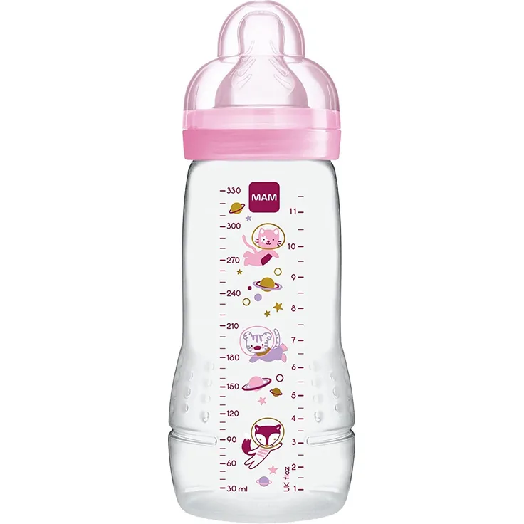 MAM Baby-Fläschchen für 2 Jahre, 330 ml, ab 6 Monaten, Sauger X, Rosa, sortiertes Modell / Farbe