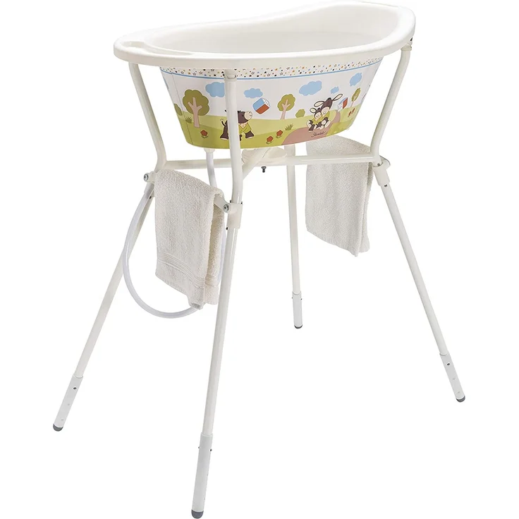 Rotho Babydesign Zusammenklappbarer Standard Wannenständer, Passend für TOP, Bella Bambina, StyLe! und Bio- Badewannen, Bis max.25kg belastbar, 92,4 x 84,9 x 58,3 cm, Weiß, 20450000101 – Bild 7