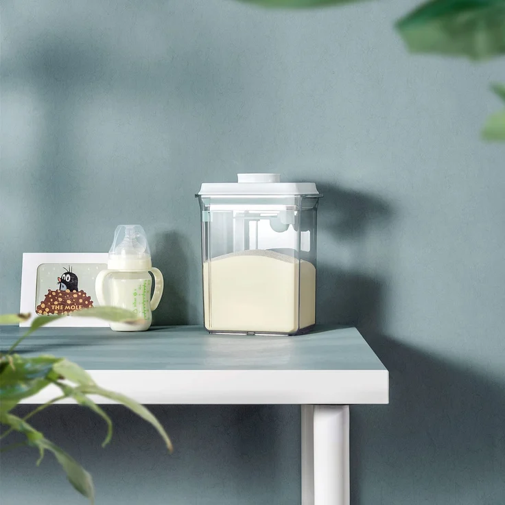 2. 3L Luftdichte Milchpulver-Spender, Tragbarer Milchpulver-Kasten,Milchpulver Behälter mit Löffel, Einhandbedienung, Abnehmbar, zur Aufbewahrung von Baby Milchpulver, Obst und Lebensmitteln – Bild 8
