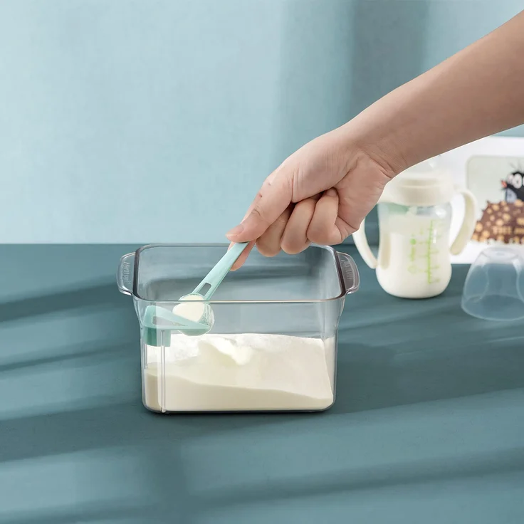 2. 3L Luftdichte Milchpulver-Spender, Tragbarer Milchpulver-Kasten,Milchpulver Behälter mit Löffel, Einhandbedienung, Abnehmbar, zur Aufbewahrung von Baby Milchpulver, Obst und Lebensmitteln – Bild 6
